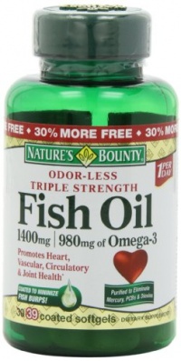Nature's Bounty Triple Strength One-per-day Fish Oil 1400 mg, 980 mg Omega-3, 39 Softgels Nature's Bounty Triple Strength One-per-day Fish Oil 1400 mg, 980 mg Omega-3, 39 Softgels