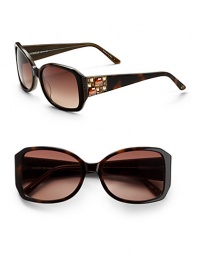 THE LOOKRounded rectangle silhouetteVariegated handmade acetate framesEtched grid and Austrian crystals on temples and tipsORIGINImported THE LOOKRounded rectangle silhouetteVariegated handmade acetate framesEtched grid and Austrian crystals on temples and tipsORIGINImported