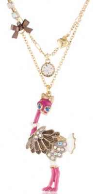 Betsey Johnson A Day at the Zoo Ostrich 2 Row Necklace, 19