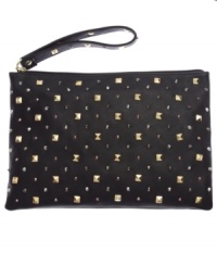 Soiree season is here. So accent your evening attire with a downtown edge, like this urban cool clutch from Steve Madden. Detailed with a smattering of gleaming studs, it's sized-right for all your out-all-night essentials. Soiree season is here. So accent your evening attire with a downtown edge, like this urban cool clutch from Steve Madden. Detailed with a smattering of gleaming studs, it's sized-right for all your out-all-night essentials.
