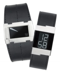Å digital Kenneth Cole New York watch with a sleek sensibility. Features slim, leather strap and stainless steel case. Shown on right. Å digital Kenneth Cole New York watch with a sleek sensibility. Features slim, leather strap and stainless steel case. Shown on right.