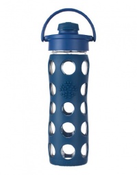 Lifefactory 16-Ounce Glass Beverage Bottle with Flip Top Cap, Midnight Blue Lifefactory 16-Ounce Glass Beverage Bottle with Flip Top Cap, Midnight Blue