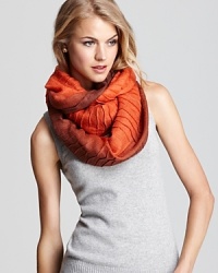 Rendered in on-trend ombre with wavy pleats, this Echo loop scarf looks flawless paired with a sweater and skinnies. Rendered in on-trend ombre with wavy pleats, this Echo loop scarf looks flawless paired with a sweater and skinnies.