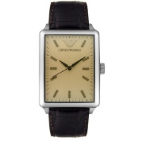 Emporio Armani Men's AR0407 Large Stainless Steel and Brown Leather Watch Emporio Armani Men's AR0407 Large Stainless Steel and Brown Leather Watch