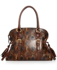 Show some skin with this python-embossed leather lovely from Dooeny & Bourke that lends an exotic look to any outfit. Buckle accents and signature detailing adorn the outside, while the pocket-lined interior stows your essentials with ease. Show some skin with this python-embossed leather lovely from Dooeny & Bourke that lends an exotic look to any outfit. Buckle accents and signature detailing adorn the outside, while the pocket-lined interior stows your essentials with ease.