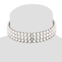 Bling Jewelry South Sea Shell Pearl Three Strand Choker Bridal Necklace 8mm Bling Jewelry South Sea Shell Pearl Three Strand Choker Bridal Necklace 8mm