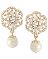 Add a spark to every special occasion. Carolee's drop earrings feature glass pearls and glass-accented posts. Crafted in 12k gold-plated mixed metal. Approximate drop 1-1/2 inches. Add a spark to every special occasion. Carolee's drop earrings feature glass pearls and glass-accented posts. Crafted in 12k gold-plated mixed metal. Approximate drop 1-1/2 inches.