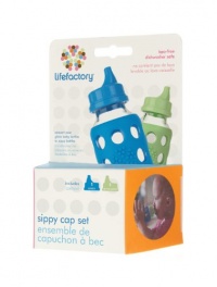 Lifefactory 9-Ounce Glass Beverage Bottle Sippy Caps, Set of 2, Ocean and Spring Green Lifefactory 9-Ounce Glass Beverage Bottle Sippy Caps, Set of 2, Ocean and Spring Green
