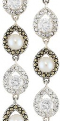 Judith Jack Pearlette Sterling Silver, Marcasite and Fresh Water Pearl Linear Drop Earrings Judith Jack Pearlette Sterling Silver, Marcasite and Fresh Water Pearl Linear Drop Earrings