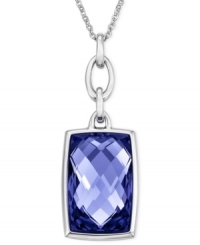 Become the center of attention with the Nirvana pendant from Swarovski. Crafted from rhodium-plated mixed metal, a Tanzanite crystal illuminates with a sense of tranquility and elegance. Approximate length: 15 inches. Approximate drop: 1 inch. Become the center of attention with the Nirvana pendant from Swarovski. Crafted from rhodium-plated mixed metal, a Tanzanite crystal illuminates with a sense of tranquility and elegance. Approximate length: 15 inches. Approximate drop: 1 inch.