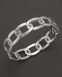 Hammered sterling silver links make a stunning presentation on Ippolita's Roma Links bangle. Hammered sterling silver links make a stunning presentation on Ippolita's Roma Links bangle.