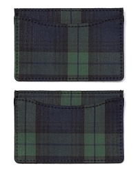 A handsome wallet in classic Black Watch plaid lends an air of traditionalism to your card holder. A handsome wallet in classic Black Watch plaid lends an air of traditionalism to your card holder.