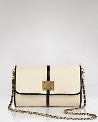 Bold color is set to remain one of the season's key trends, so set off the style with this convertible leather clutch from Badgley Mischka. A contrast stripe and chain strap add just the right amount of versatility to this chic style. Bold color is set to remain one of the season's key trends, so set off the style with this convertible leather clutch from Badgley Mischka. A contrast stripe and chain strap add just the right amount of versatility to this chic style.