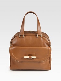 Soft, shiny leather is crafted into this sleek top-handle design for a tailored style. Double top handles, 7 dropTop zip closureTwo outside open pocketsProtective metal feetOne inside zip pocketCanvas lining12W X 11H X 4¾DMade in Italy Soft, shiny leather is crafted into this sleek top-handle design for a tailored style. Double top handles, 7 dropTop zip closureTwo outside open pocketsProtective metal feetOne inside zip pocketCanvas lining12W X 11H X 4¾DMade in Italy