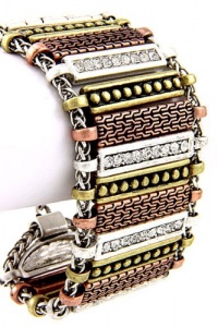 Fashion Jewelry - Rhinestone Filigree Toggle Bracelet- By Fashion Destination | Free Shipping (3 Tone) Fashion Jewelry - Rhinestone Filigree Toggle Bracelet- By Fashion Destination | Free Shipping (3 Tone)