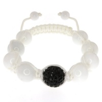 10mm Black Crystal Micro Pave and White Balls Adjustable Bracelet 10mm Black Crystal Micro Pave and White Balls Adjustable Bracelet