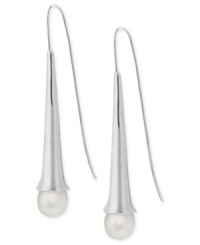 Have yourself a ball with this set of drop earrings from Robert Lee Morris. Crafted from silver-tone mixed metal, the linear pair features a simulated pearl bead at the end for a dash of style. Approximate drop: 2-1/10 inches Have yourself a ball with this set of drop earrings from Robert Lee Morris. Crafted from silver-tone mixed metal, the linear pair features a simulated pearl bead at the end for a dash of style. Approximate drop: 2-1/10 inches