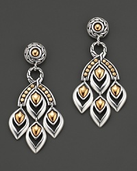 From the Naga collection, chandelier earrings of sterling silver and 18 Kt. gold. Designed by John Hardy. From the Naga collection, chandelier earrings of sterling silver and 18 Kt. gold. Designed by John Hardy.