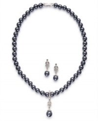 Enduring elegance, by Charter Club. This alluring jewelry set displays classic style with a gray tone glass pearl strand necklace and drop earrings. Crafted in imitation rhodium-plated mixed metal. Approximate length (necklace): 15 inches + 2-inch extender. Approximate drop (necklace): 1/3 inch. Approximate drop (earrings): 1/4 inch. Enduring elegance, by Charter Club. This alluring jewelry set displays classic style with a gray tone glass pearl strand necklace and drop earrings. Crafted in imitation rhodium-plated mixed metal. Approximate length (necklace): 15 inches + 2-inch extender. Approximate drop (necklace): 1/3 inch. Approximate drop (earrings): 1/4 inch.