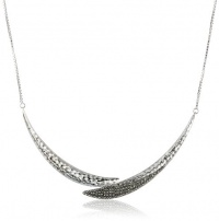 Judith Jack Silver Rain Hammered Sterling Silver and Marcasite Crossover Frontal Pendant Necklace, 18 Judith Jack Silver Rain Hammered Sterling Silver and Marcasite Crossover Frontal Pendant Necklace, 18