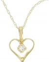 Gorgeous! Very Dainty! 14K Yellow-Gold Diamond Heart Pendant-Necklace W/18inch Rope Chain