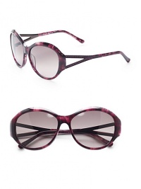THE LOOKRounded style Variegated acetate framesAustrian crystal temple accentsCutout templesUVA and UVB protection Signature case includedTHE COLORVariegated purple with grey gradient lensesORIGINImported THE LOOKRounded style Variegated acetate framesAustrian crystal temple accentsCutout templesUVA and UVB protection Signature case includedTHE COLORVariegated purple with grey gradient lensesORIGINImported