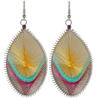 Dream Catcher Woven String Earrings, in Multi with Silver Finish Dream Catcher Woven String Earrings, in Multi with Silver Finish