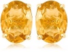 Gold Plated Sterling Silver 8x6mm Oval Citrine Earrings