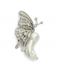 THE LOOKButterfly silhouetteResin pearl accentGlass crystal accentsFaux rhodium-plated settingCircle lock closureTHE MEASUREMENTLength, about 2¾ORIGINImported THE LOOKButterfly silhouetteResin pearl accentGlass crystal accentsFaux rhodium-plated settingCircle lock closureTHE MEASUREMENTLength, about 2¾ORIGINImported