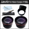 Lens Bundle Kit For Nikon Coolpix P7000 P7100 Digital Camera Includes Necessary Adapter Tube + 2x HD Telephoto Lens + .45x Professional HD Wide Angle Lens With Macro + Lens Pen Cleaning Kit + MicroFiber Cloth