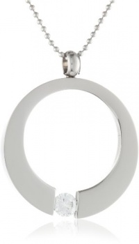 Women's Stainless Steel Open Circle with Cubic Zirconia Pendant Necklace , 18 Women's Stainless Steel Open Circle with Cubic Zirconia Pendant Necklace , 18