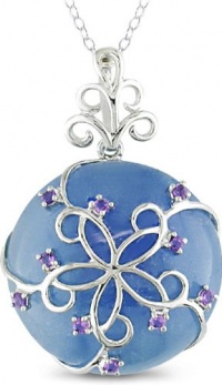 Silver 20ct Blue Jade and Amethyst Necklace Silver 20ct Blue Jade and Amethyst Necklace