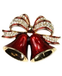 Ring in festive fashion. This Jones New York holiday bell tree pin sparkles with shimmering plastic accents. Crafted in gold tone mixed metal. Approximate length: 2 inches. Includes gift box. Ring in festive fashion. This Jones New York holiday bell tree pin sparkles with shimmering plastic accents. Crafted in gold tone mixed metal. Approximate length: 2 inches. Includes gift box.