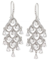 Reach for the glamour. Carolee's chandelier earrings are crafted from silver-tone mixed metal with glass crystals and stones providing a lustrous touch. Approximate drop: 2-1/8 inches. Reach for the glamour. Carolee's chandelier earrings are crafted from silver-tone mixed metal with glass crystals and stones providing a lustrous touch. Approximate drop: 2-1/8 inches.