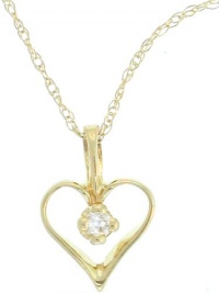 Gorgeous! Very Dainty! 14K Yellow-Gold Diamond Heart Pendant-Necklace W/18inch Rope Chain Gorgeous! Very Dainty! 14K Yellow-Gold Diamond Heart Pendant-Necklace W/18inch Rope Chain