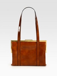 A glossy cotton style with a modern rectangular frame and a slender design.Double shoulder strap, 10½ dropTop clasp closureKnit lining11W X 9H X 1DMade in Italy A glossy cotton style with a modern rectangular frame and a slender design.Double shoulder strap, 10½ dropTop clasp closureKnit lining11W X 9H X 1DMade in Italy