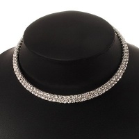 2-Row Swarovski Crystal Choker Necklace (Silver Plated) 2-Row Swarovski Crystal Choker Necklace (Silver Plated)