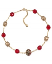 A touch of glass goes a long way in this necklace from Carolee. Crafted from gold-tone mixed metal, the necklace features glass pearls for an elegant touch. Approximate length: 16 inches. A touch of glass goes a long way in this necklace from Carolee. Crafted from gold-tone mixed metal, the necklace features glass pearls for an elegant touch. Approximate length: 16 inches.