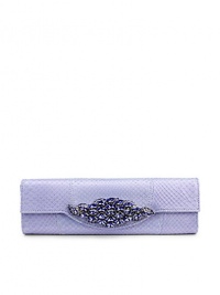 THE LOOKElegant rectangular evening clutchJeweled contour flap with magnetic closureTuck-away shoulder chain, 15 dropTHE FIT10W X 3½W X 1DTHE MATERIALPythonMetallic leather liningORIGINMade in USA THE LOOKElegant rectangular evening clutchJeweled contour flap with magnetic closureTuck-away shoulder chain, 15 dropTHE FIT10W X 3½W X 1DTHE MATERIALPythonMetallic leather liningORIGINMade in USA