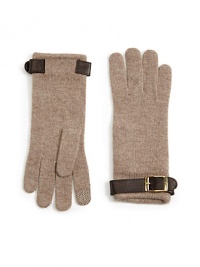 THE LOOKKnit construction with leather belted cuffsTHE MATERIALBody: polyester/nylon/wool/angora/cashmereTrim: leatherCARE & ORIGINDry cleanImported THE LOOKKnit construction with leather belted cuffsTHE MATERIALBody: polyester/nylon/wool/angora/cashmereTrim: leatherCARE & ORIGINDry cleanImported