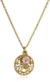 The Vatican Library Collection Porcelain Rose Double Cross Necklace The Vatican Library Collection Porcelain Rose Double Cross Necklace