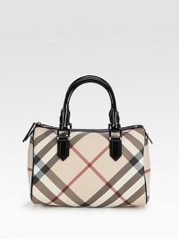 Signature Burberry check defines this roomy design rendered in durable PVC with chic contrast trim.Double top handles, 5 drop Top zip closure One inside zip pocket Nylon lining 11W X 8H X 6D PVC Imported Signature Burberry check defines this roomy design rendered in durable PVC with chic contrast trim.Double top handles, 5 drop Top zip closure One inside zip pocket Nylon lining 11W X 8H X 6D PVC Imported