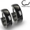 Pair of 316L Stainless Steel Plain Black Huggie Hoop Earrings; Comes With Free Gift Box