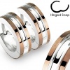 Pair of 316L Stainless Steel 2 Tone Hoop Earrings with Coffee IP Edges; Comes With Free Gift Box