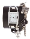 La Mer Collections - Riviera Charms Black Leather Wrap Watch