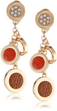 Anne Klein Dalton Gold-Tone Multi-Colored Leather Drop Earrings Anne Klein Dalton Gold-Tone Multi-Colored Leather Drop Earrings