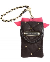 Sassy and sweet, this Betsey Johnson design is the perfect place to stash your PDA when you're on-the-move. Outfitted with edgy stud and chain-link accents, an adorable bow brings in a lady-like vibe, while the secure snap closure keeps communication central safe and sound. Sassy and sweet, this Betsey Johnson design is the perfect place to stash your PDA when you're on-the-move. Outfitted with edgy stud and chain-link accents, an adorable bow brings in a lady-like vibe, while the secure snap closure keeps communication central safe and sound.