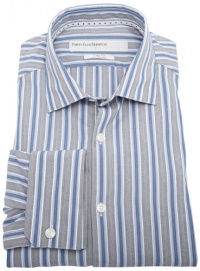 Perry Ellis Men's Premium Ribbon Stripe French Cuff Slim Fit Dress Shirt, Blue, 17.5 34/35 Perry Ellis Men's Premium Ribbon Stripe French Cuff Slim Fit Dress Shirt, Blue, 17.5 34/35