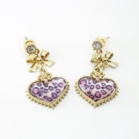 DaisyJewel Presents: Betsey Johnson Pink Leopard Print Gold Dangle Heart Earrings with Bows and Diamond Like Crystals DaisyJewel Presents: Betsey Johnson Pink Leopard Print Gold Dangle Heart Earrings with Bows and Diamond Like Crystals