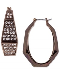 Chocolate treat. These hoop earrings from Vince Camuto, crafted from chocolate tone mixed metal, feature glass accents on a geometric silhouette. Approximate diameter: 1-1/4 inches. Chocolate treat. These hoop earrings from Vince Camuto, crafted from chocolate tone mixed metal, feature glass accents on a geometric silhouette. Approximate diameter: 1-1/4 inches.